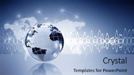  Presentation with sound wave physics technology - PPT theme enhanced with glowing earth soundwaves - modern technology of sound background and a  colored foreground