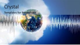  Presentation with sound wave physics technology - Beautiful PPT theme featuring glowing earth soundwaves - modern technology of sound backdrop and a  colored foreground