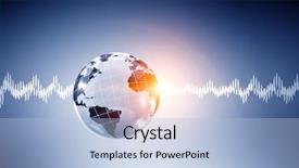  Presentation with sound wave physics technology - Presentation having glowing earth soundwaves - modern technology of sound background and a  colored foreground