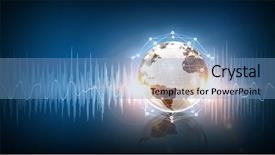  Presentation with sound - Presentation theme consisting of glowing earth soundwaves - modern technology of sound background and a  colored foreground