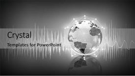  Presentation with sound - Slide deck with glowing earth soundwaves - modern technology of sound background and a  colored foreground
