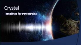  Presentation with repairer sound technology - PPT theme consisting of glowing earth soundwaves - modern technology of sound background and a  colored foreground