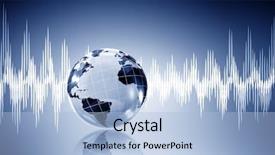  Presentation with sound - Slides enhanced with glowing earth soundwaves - modern technology of sound background and a  colored foreground