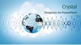  Presentation with repairer sound technology - Audience pleasing presentation theme consisting of glowing earth soundwaves - modern technology of sound backdrop and a  colored foreground
