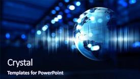  Presentation with sound - Presentation design having glowing earth soundwaves - modern technology of sound background and a navy blue colored foreground