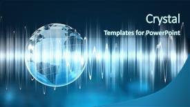  Presentation with sound - Theme consisting of glowing earth soundwaves - modern technology of sound background and a ocean colored foreground