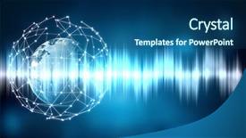  Presentation with sound - Slides consisting of glowing earth soundwaves - modern technology of sound background and a ocean colored foreground
