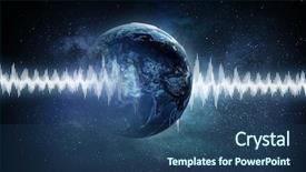  Presentation with sound wave physics technology - Presentation theme enhanced with glowing earth soundwaves - modern technology of sound background and a ocean colored foreground