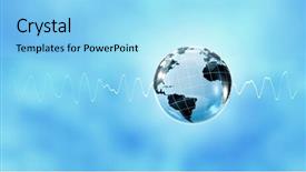  Presentation with sound - Presentation theme with glowing earth soundwaves - modern technology of sound background and a arctic colored foreground