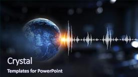  Presentation with sound - Slides featuring glowing earth soundwaves - modern technology of sound background and a wine colored foreground