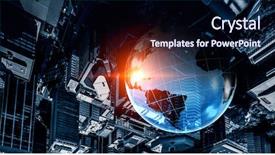  Presentation with repairer sound technology - Beautiful presentation theme featuring glowing earth soundwaves - modern technology of sound backdrop and a wine colored foreground