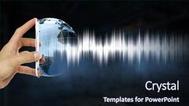  Presentation with sound - PPT theme featuring glowing earth soundwaves - modern technology of sound background and a wine colored foreground