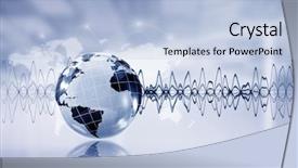  Presentation with sound - Amazing PPT theme having glowing earth soundwaves - modern technology of sound backdrop and a light blue colored foreground