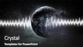  Presentation with sound - PPT theme having glowing earth soundwaves - modern technology of sound background and a dark gray colored foreground