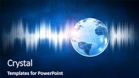  Presentation with sound - Audience pleasing slides consisting of glowing earth soundwaves - modern technology of sound backdrop and a navy blue colored foreground