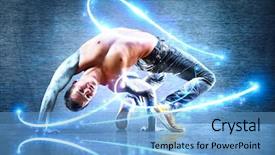  Presentation with iron - Presentation design with iron hands and light effect background and a  colored foreground