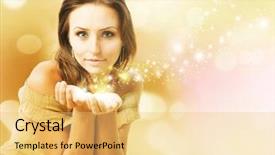  Presentation with magic - Slide deck featuring glowing face - beautiful girl and her magic background and a yellow colored foreground