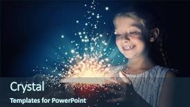  Presentation with girl christmas - Amazing PPT layouts having glowing face - happy surprised girl opening christmas backdrop and a  colored foreground