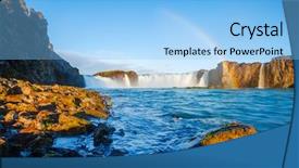  Presentation with rainbow scene - PPT theme enhanced with glowing filter discover the world background and a light blue colored foreground