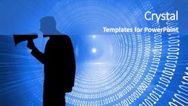  Presentation with coding binary code blue polygonal - Colorful slide deck enhanced with glowing futuristic binary code spiral backdrop and a cobalt blue colored foreground