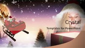  Presentation with fantasy full moon in night - Presentation having glowing gift against full moon background and a lemonade colored foreground