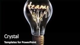  Presentation with glowing light bulb light bulb - Slide deck having glowing glass light bulb with word team inside background and a black colored foreground