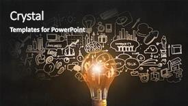  Presentation with glowing light bulb light bulb - Presentation theme featuring glowing glass light bulb background and a  colored foreground