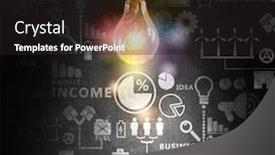  Presentation with glowing light bulb light bulb - Presentation design consisting of glowing glass light bulb on computing concept background background and a dark gray colored foreground