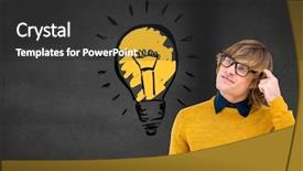  Presentation with glowing light bulb light bulb - Cool new PPT theme with glowing light bulb icon backdrop and a dark gray colored foreground