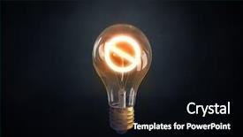  Presentation with glowing light bulb light bulb - PPT theme consisting of glowing light bulb with prohibition background and a black colored foreground