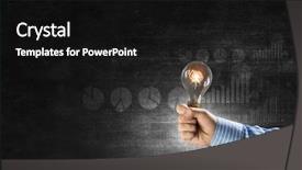  Presentation with idea - Colorful PPT theme enhanced with glowing lightbulb - bright idea in hand backdrop and a black colored foreground