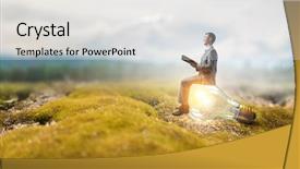  Presentation with mind - Colorful presentation design enhanced with glowing lightbulb - broaden your mind backdrop and a white colored foreground