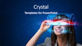  Presentation with high tech - Cool new presentation with glowing lights - future woman with high tech backdrop and a navy blue colored foreground