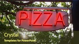 Presentation with pizzeria - Colorful presentation theme enhanced with glowing neon pizza sign backdrop and a  colored foreground