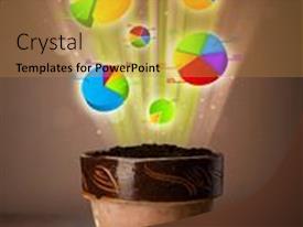 Glowing Pie Charts Coming Out PPT template 48 | CrystalGraphics