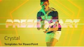  Presentation with press - Presentation theme having glowing-press-start-and-lines background and a yellow colored foreground