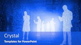  Presentation with blue business - Beautiful presentation theme featuring glowing-silhouettes-of-business-people backdrop and a cobalt blue colored foreground