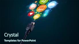  Presentation with electric cable - Presentation enhanced with glowing social media icons coming out of electric cable background and a navy blue colored foreground