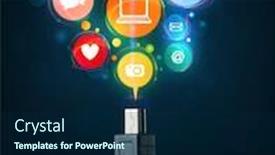  Presentation with electric cable - Colorful slide set enhanced with glowing social media icons coming out of electric cable backdrop and a navy blue colored foreground