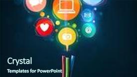  Presentation with electric cable - Presentation featuring glowing social media icons coming background and a navy blue colored foreground