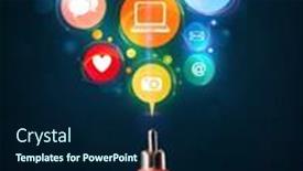  Presentation with electric cable - Slide deck enhanced with glowing social media icons coming out of electric cable background and a navy blue colored foreground