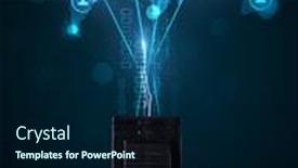  Presentation with electric cable - Slide set with glowing social network icons on world map coming out of electric cable background and a navy blue colored foreground