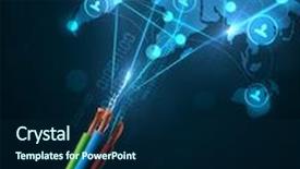  Presentation with electric cable - Colorful presentation enhanced with glowing social network icons on world map coming out of electric cable backdrop and a navy blue colored foreground