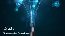  Presentation with electric cable - Slide deck with glowing social network icons on world map coming out of electric cable background and a navy blue colored foreground