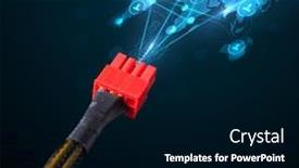  Presentation with electric cable - Audience pleasing presentation consisting of glowing social network icons on world map coming out of electric cable backdrop and a black colored foreground