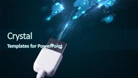  Presentation with electric icon - Colorful PPT layouts enhanced with glowing social network icons backdrop and a  colored foreground