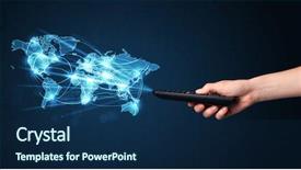  Presentation with world map - PPT theme enhanced with glowing social network world map background and a navy blue colored foreground