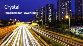  Presentation with traffic light - Slide deck consisting of glowing streaking - night traffic light trail background and a navy blue colored foreground