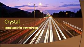  Presentation with night highway accidents - PPT layouts with glowing streaking - traffic on highway at night background and a tawny brown colored foreground