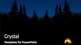  Presentation with night stars - Presentation theme consisting of glowing tent pine trees wilderness background and a black colored foreground